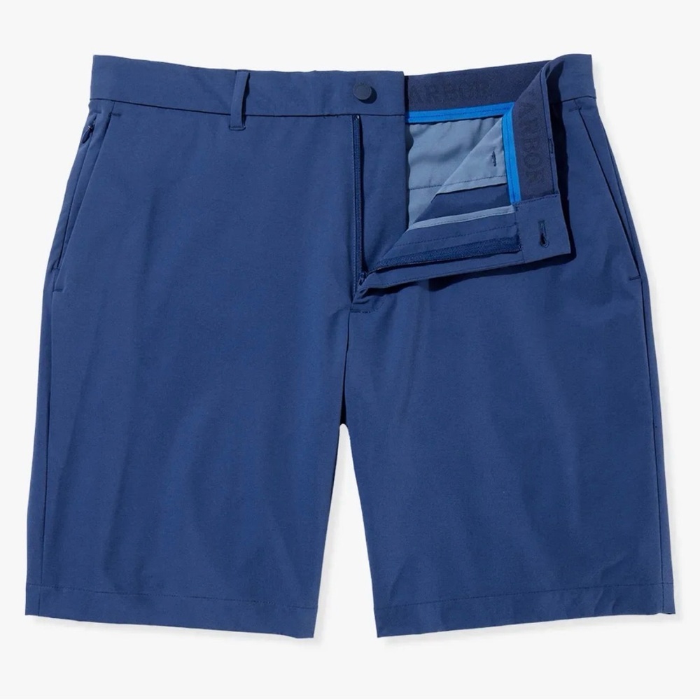 New! Fair Harbor Men's Deep Blue Flat Front Compass Shorts, sz 32 - Picture 2 of 8